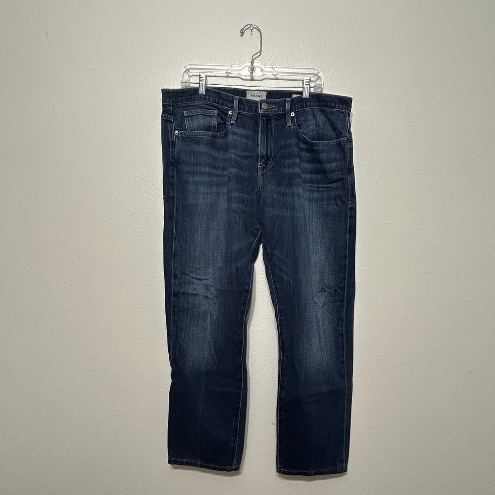 FRAME L'Homme Slim Fit Denim Jeans Mens Size 36x27 Dark Wash Casual Streetwear